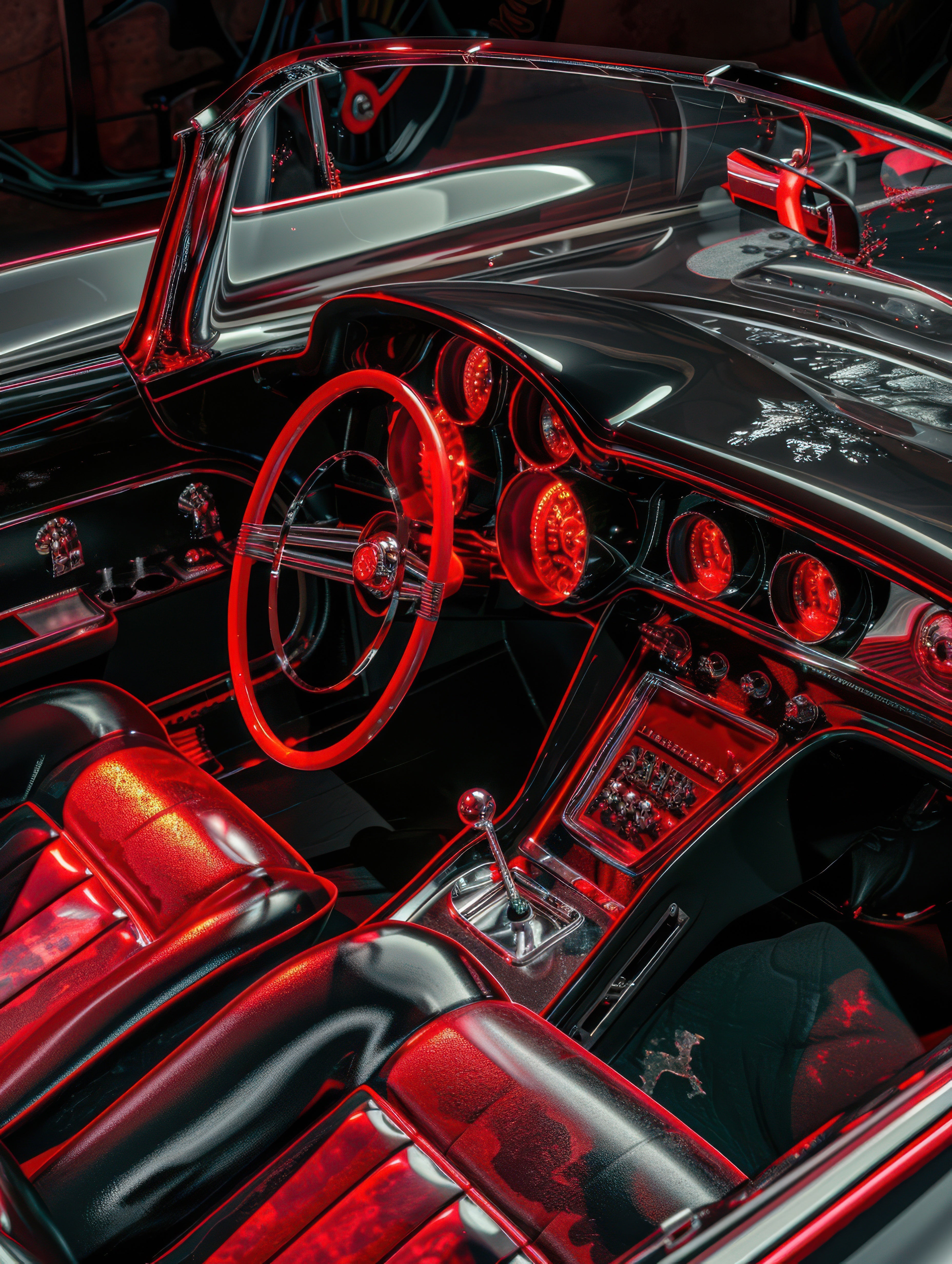Car interior accessories collection cover with phone mount, charger, and premium dashboard setup
