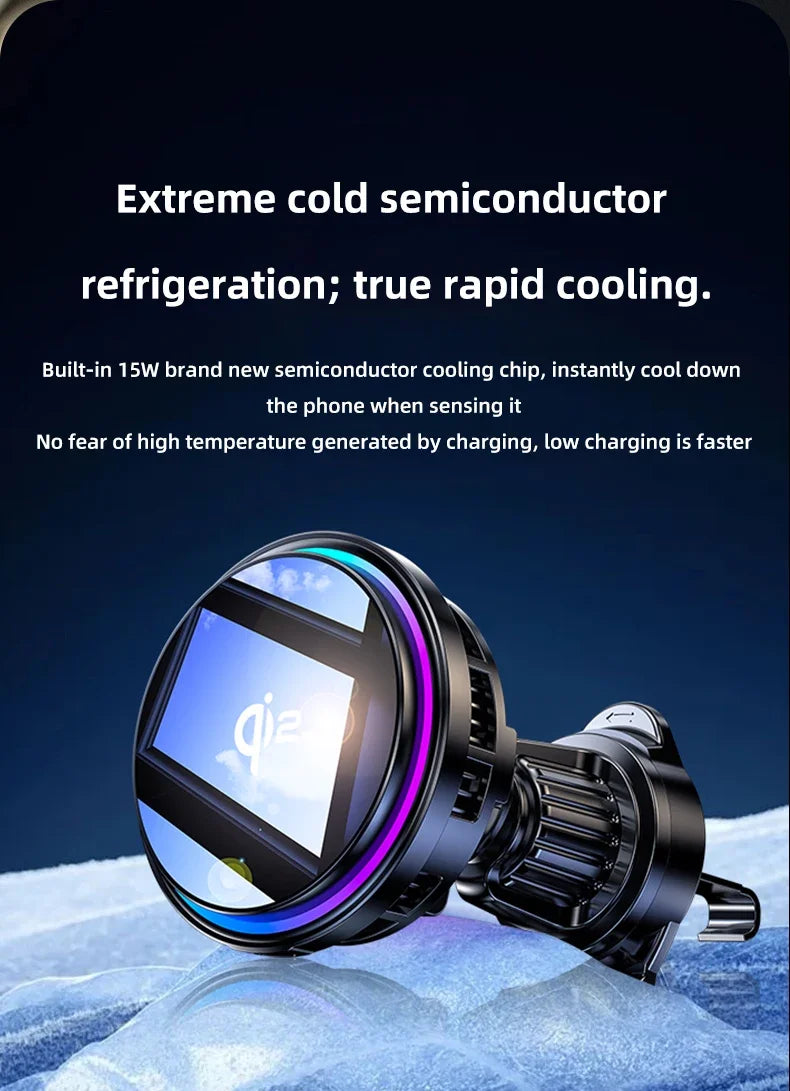 QI2 Magnetic Wireless Car Charger with Cooling Fan