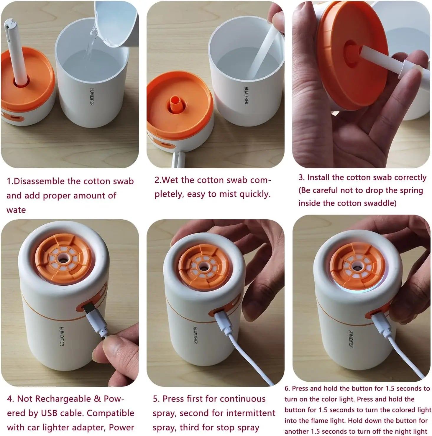 Mini USB Air Humidifier & Aroma Diffuser with Color Light