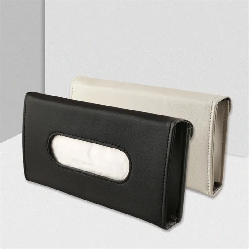 PU Leather Car Sun Visor Tissue Holder & Mask Organizer
