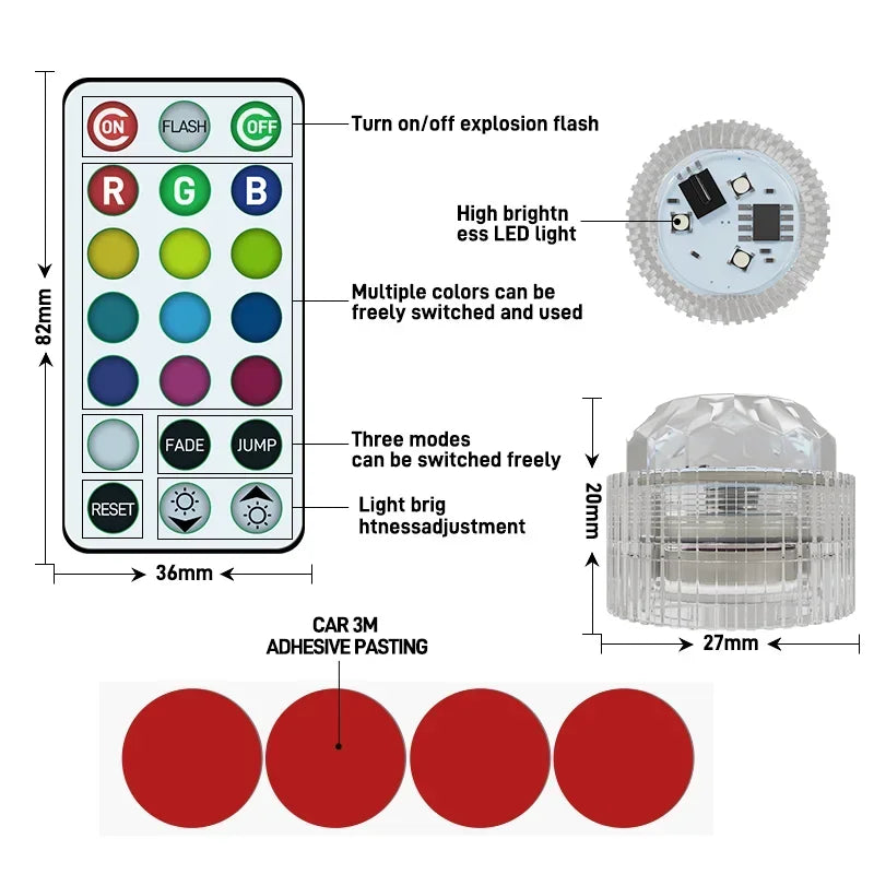 Wireless RGB Interior Accent Light Kit with Remote Control