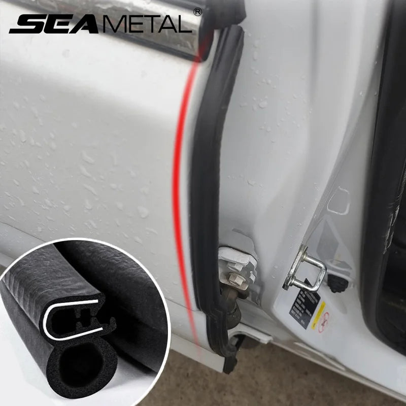Car door seal with close-up inset, branded 'SEAMETAL'.