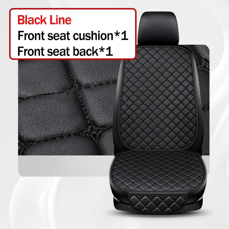 Black car seat cover with quilted pattern on a white background