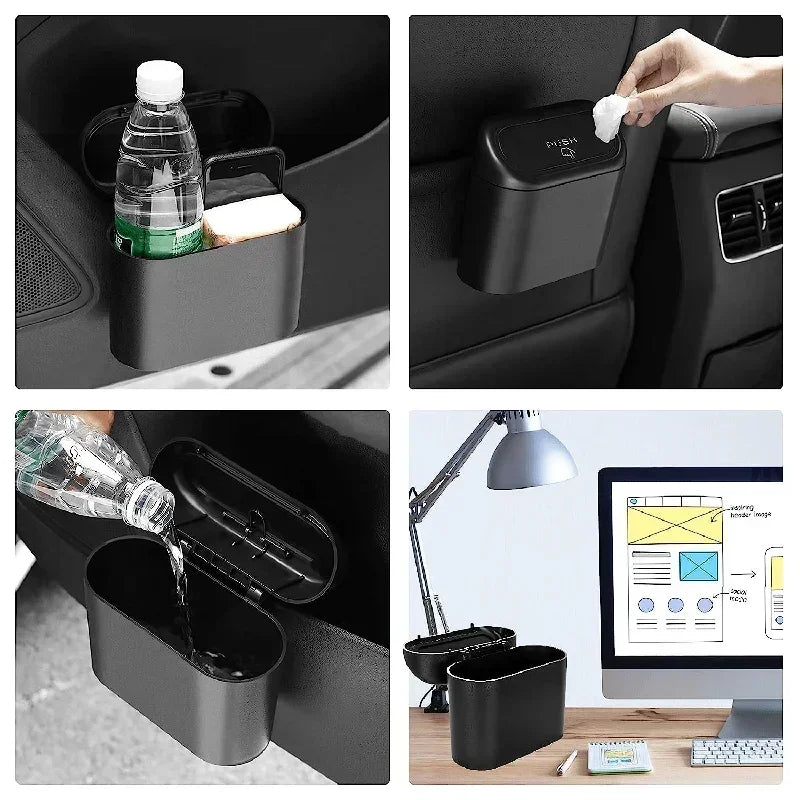 Compact Leakproof Car Trash Bin with Lid