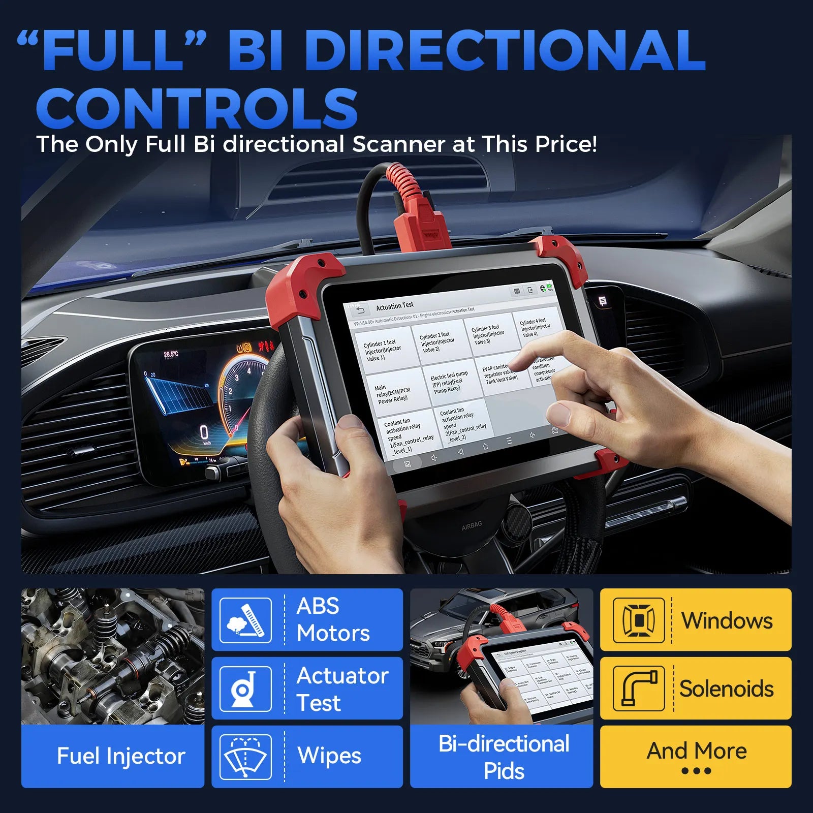 XTOOL D7 Bidirectional OBD2 Scanner with ECU Coding & 39+ Reset Services
