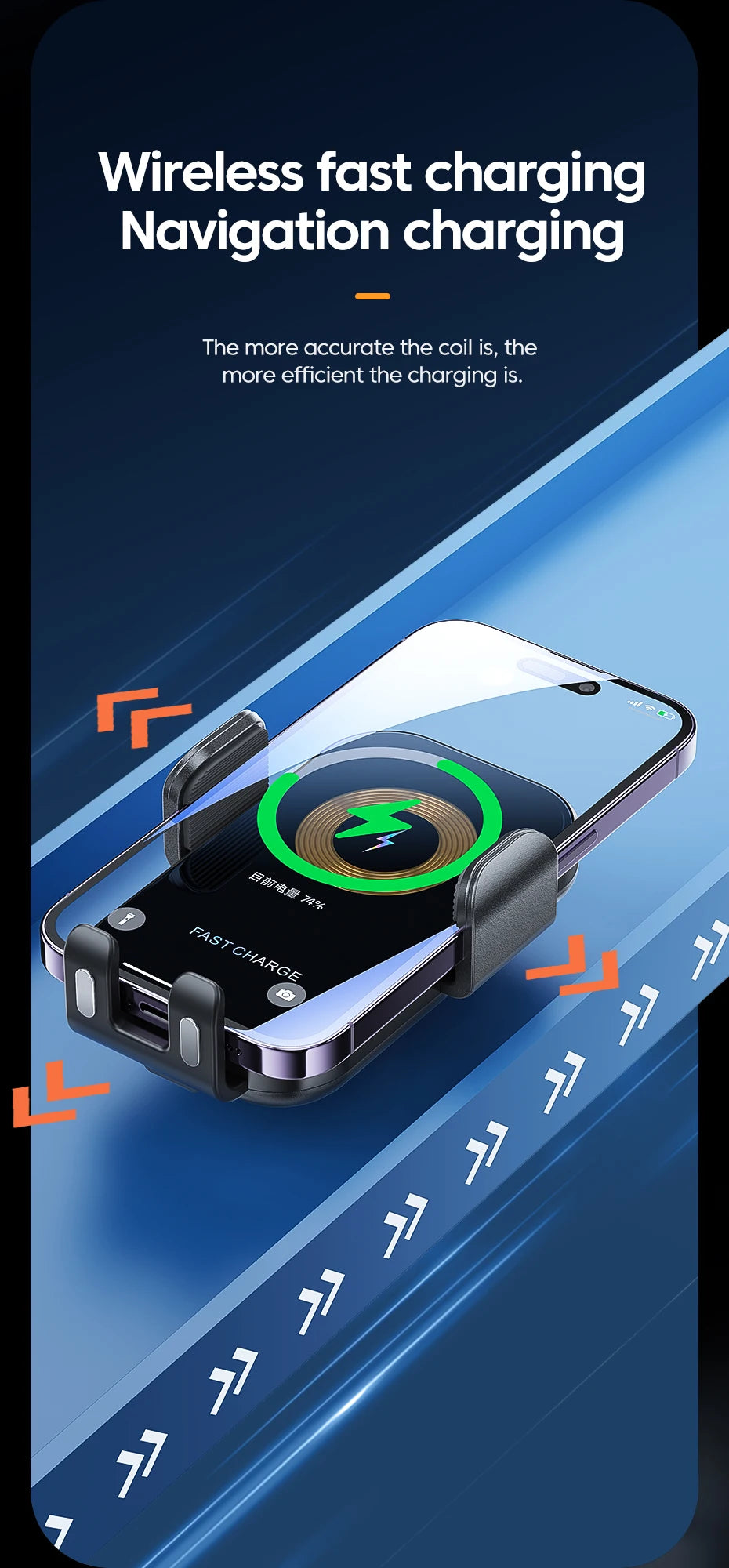 Smart Auto-Clamping Wireless Car Charger Mount – 15W Fast Charging Phone Holder
