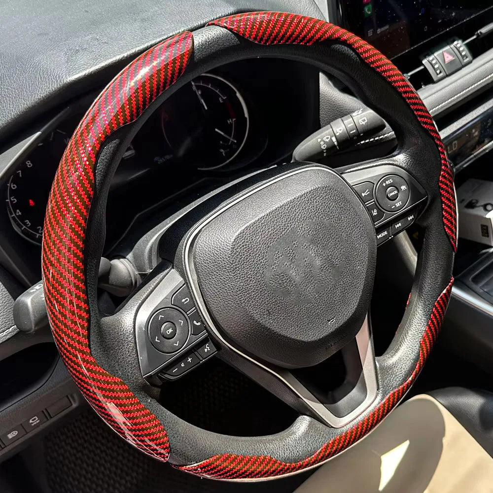 Luxury Carbon Fiber Steering Wheel Grip Cover Set