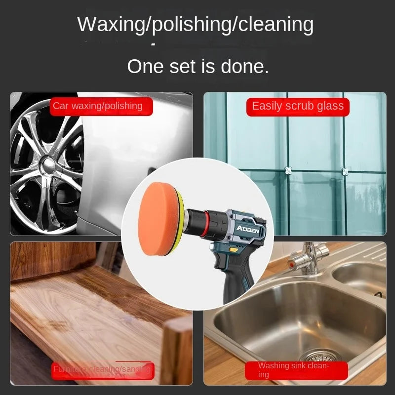 Drill Polishing Pad Set for Car Detailing - Foam, Plush & Waxing Kit
