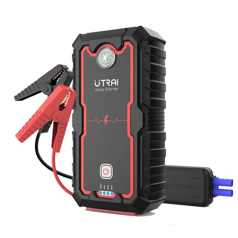 Utrai jump starter with red and black design on a white background