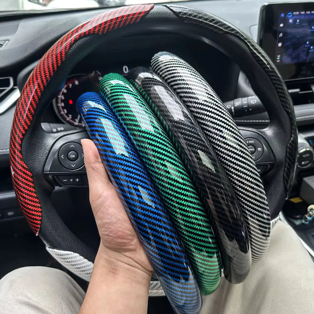 Luxury Carbon Fiber Steering Wheel Grip Cover Set