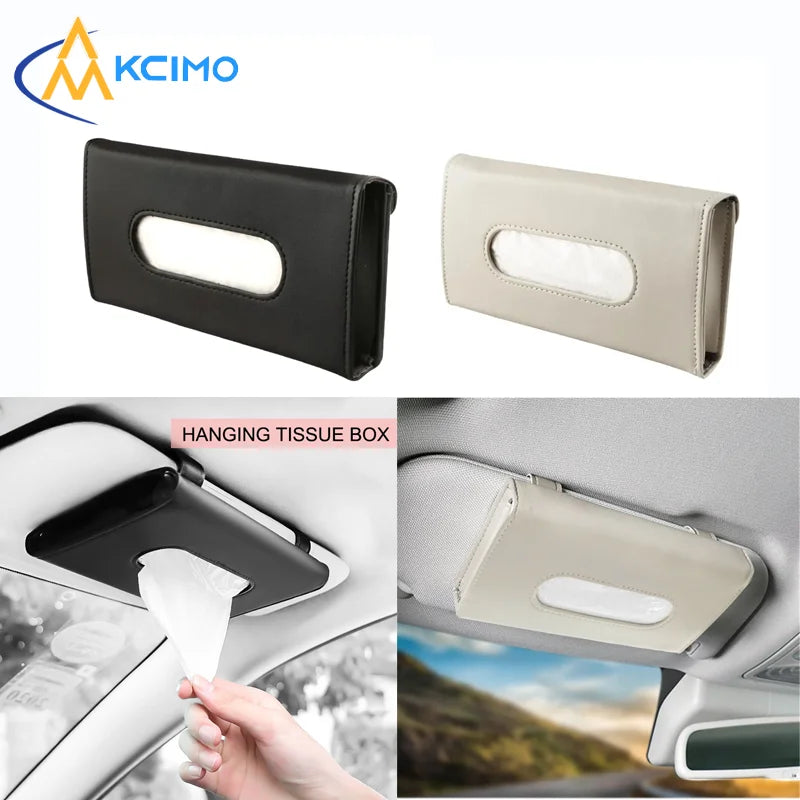 PU Leather Car Sun Visor Tissue Holder & Mask Organizer