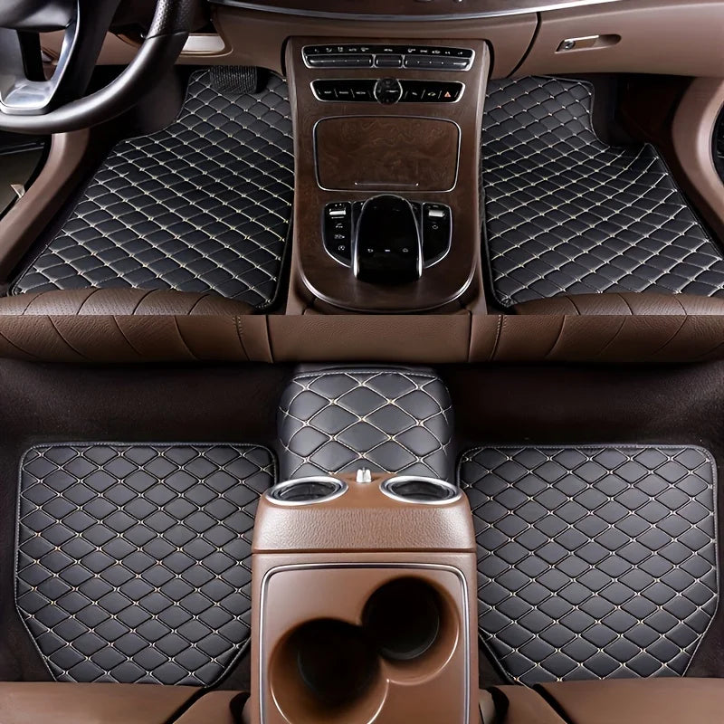 Universal 5-Piece PU Leather Car Floor Mat Set