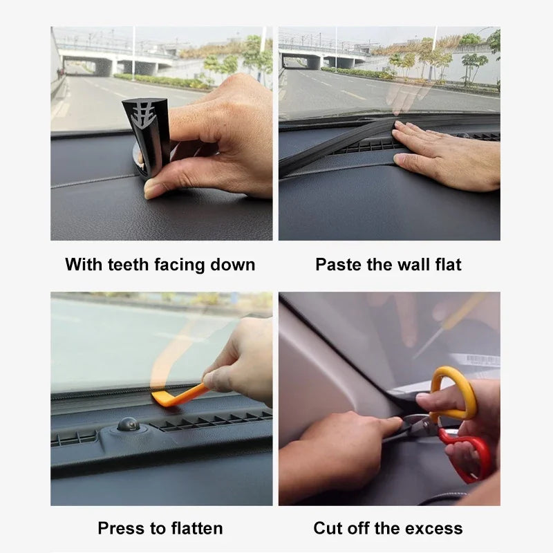 Step-by-step guide on how to use a car windshield wiper blade with images and text instructions.