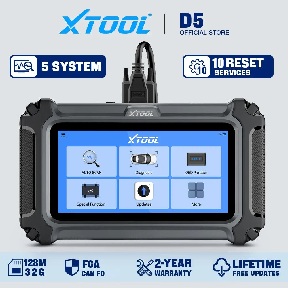 XTOOL D5 OBD2 Diagnostic Scanner with 10 Reset Services & 5-System Diagnostics