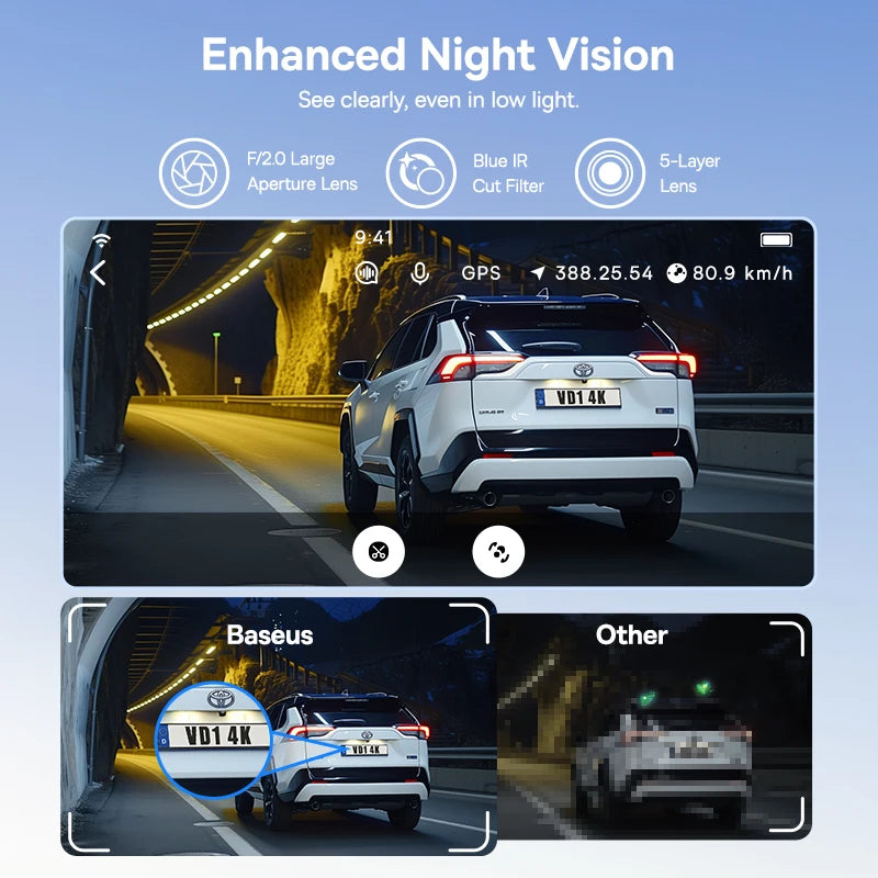 Baseus VD1 4K Front Dash Cam with GPS & Night Vision