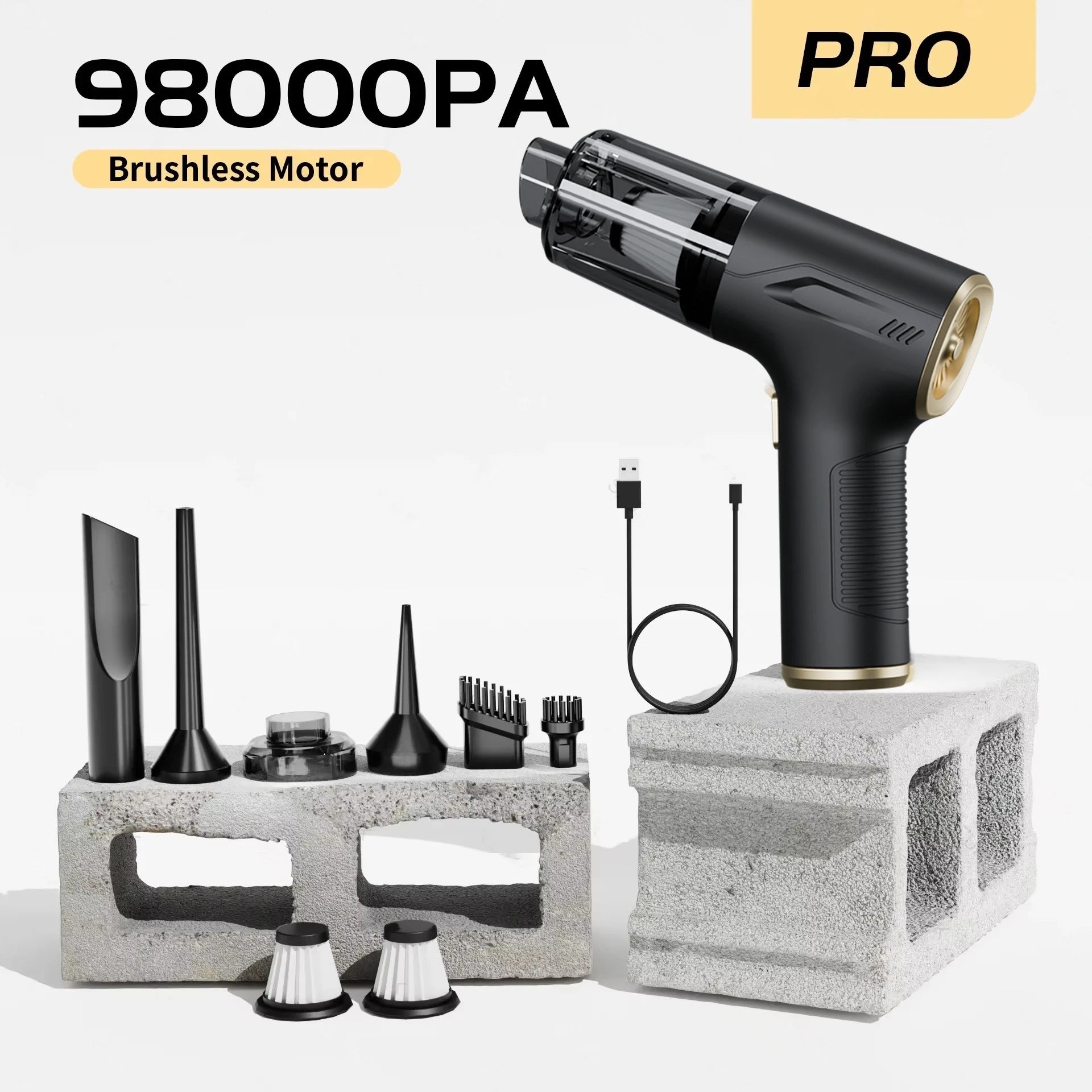 Wireless Handheld Car Vacuum & Air Duster - Up to 98,000Pa