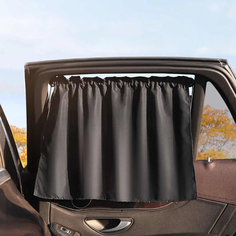 Car window shade with a scenic background