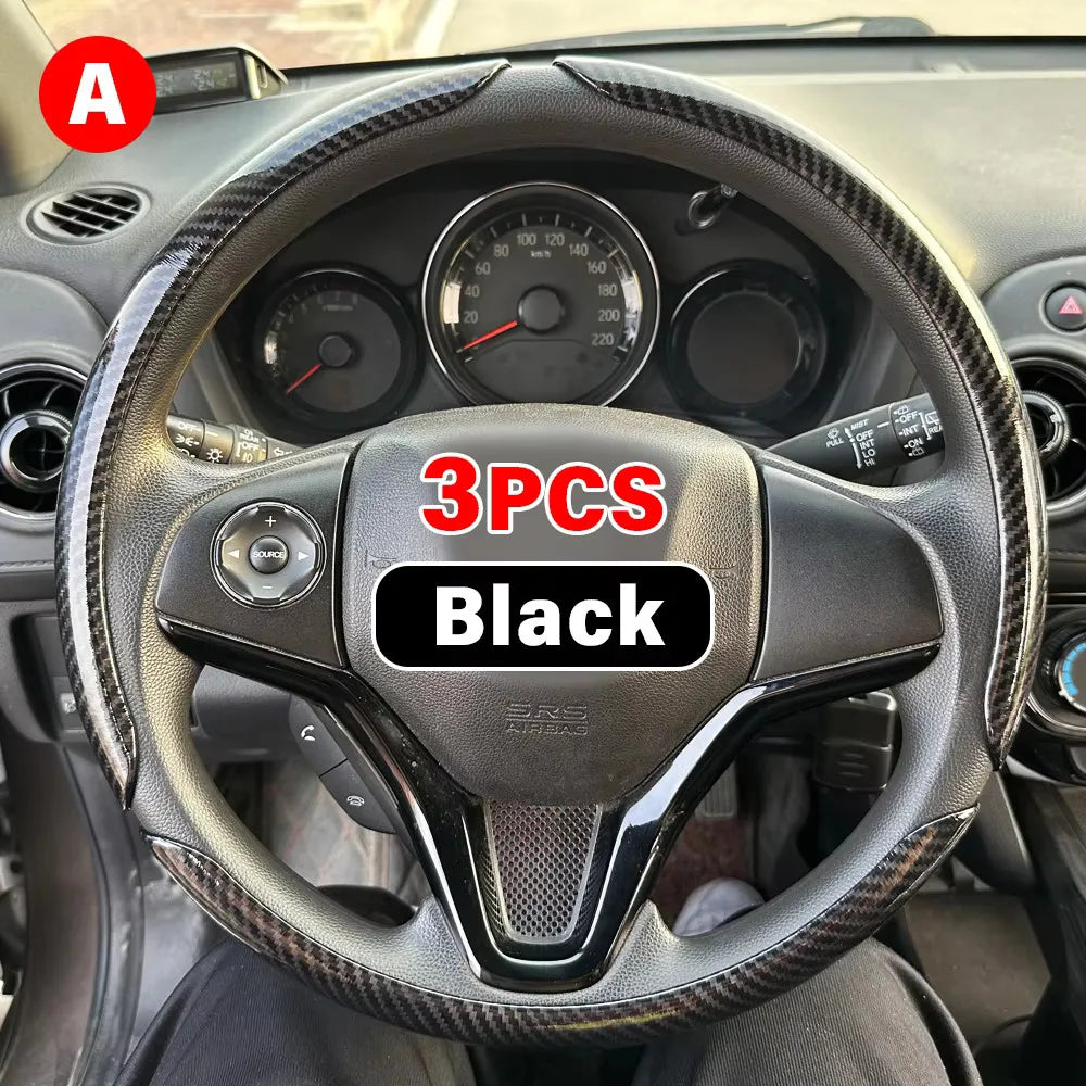 Luxury Carbon Fiber Steering Wheel Grip Cover Set
