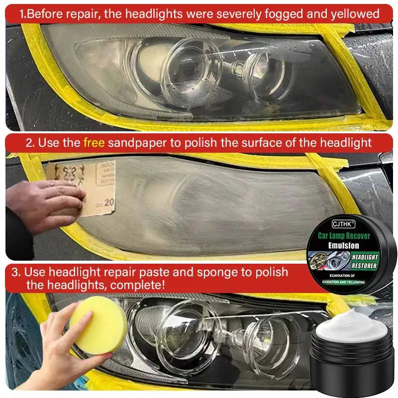 Car Headlight Restoration Kit with Oxidation & Scratch Remover