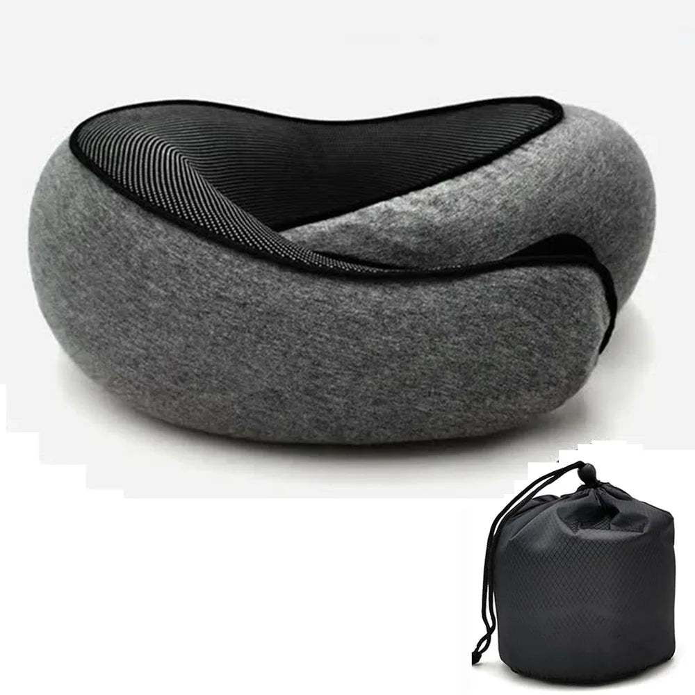 360° Memory Foam Travel Neck Pillow – Adjustable U-Shaped Neck Support for Travel & Sleep