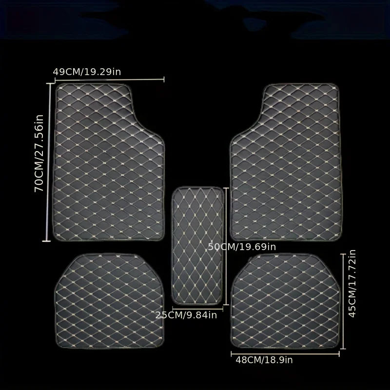 Universal 5-Piece PU Leather Car Floor Mat Set