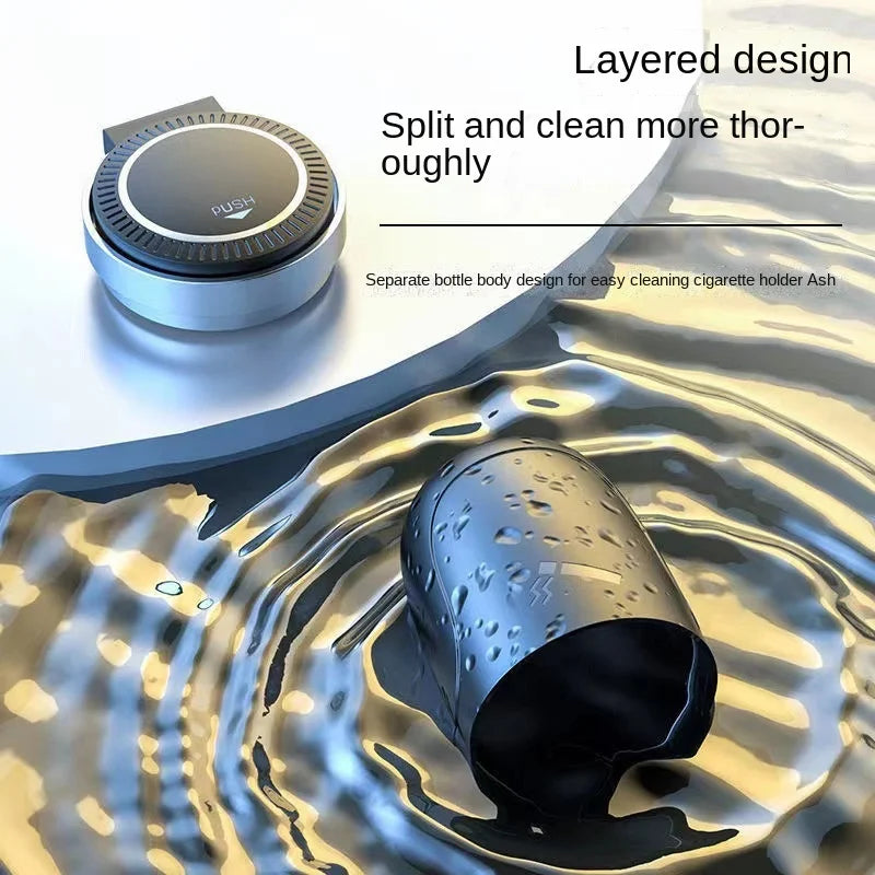 Portable LED Car Ashtray with Lid – Cup Holder Fit Travel Ash Tray