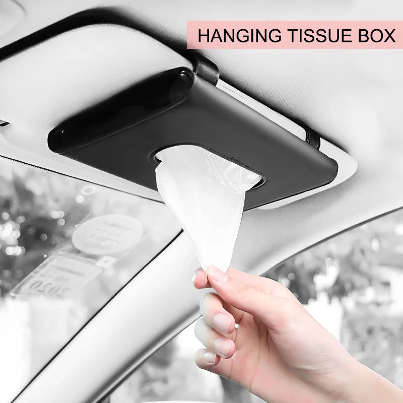 PU Leather Car Sun Visor Tissue Holder & Mask Organizer