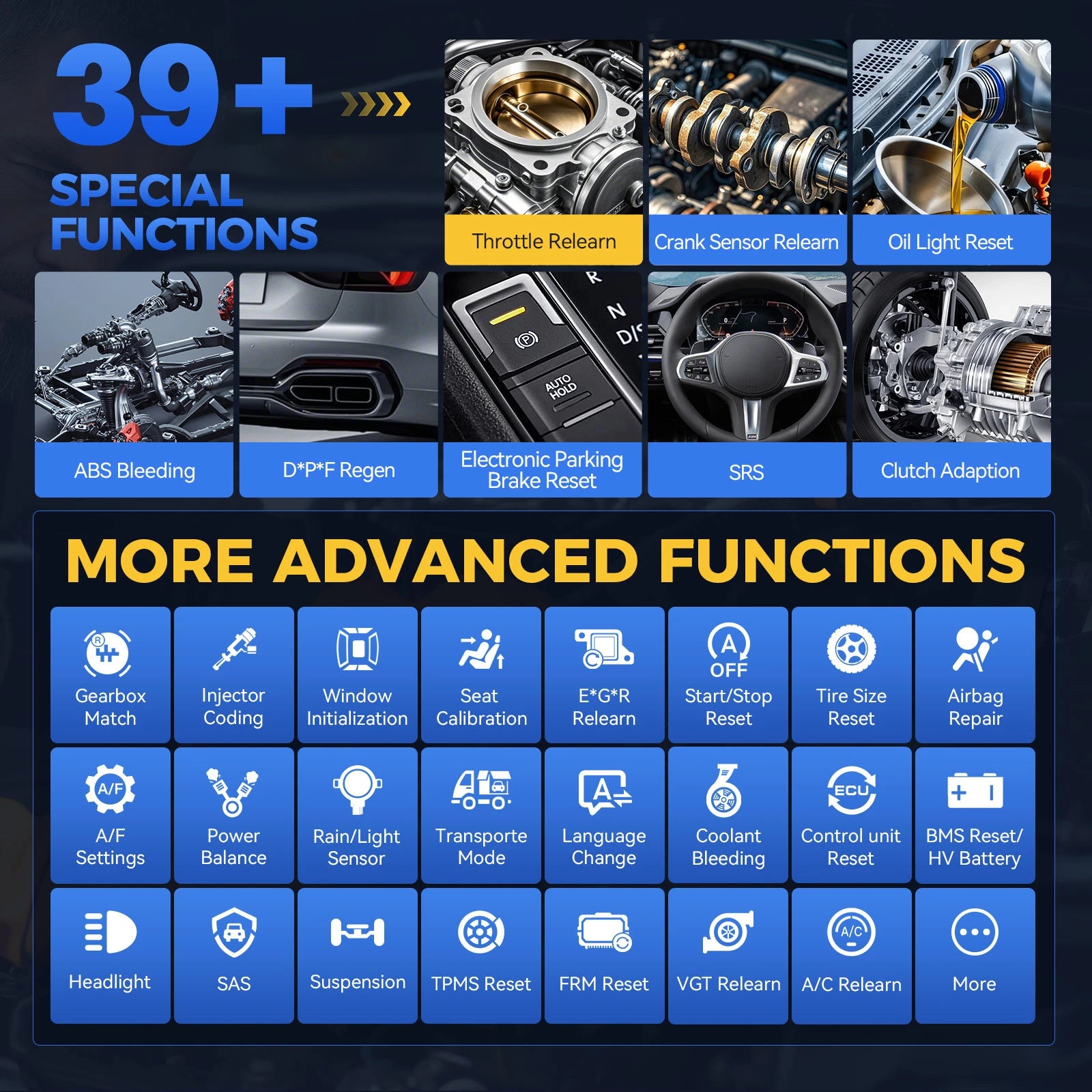 XTOOL D7 Bidirectional OBD2 Scanner with ECU Coding & 39+ Reset Services