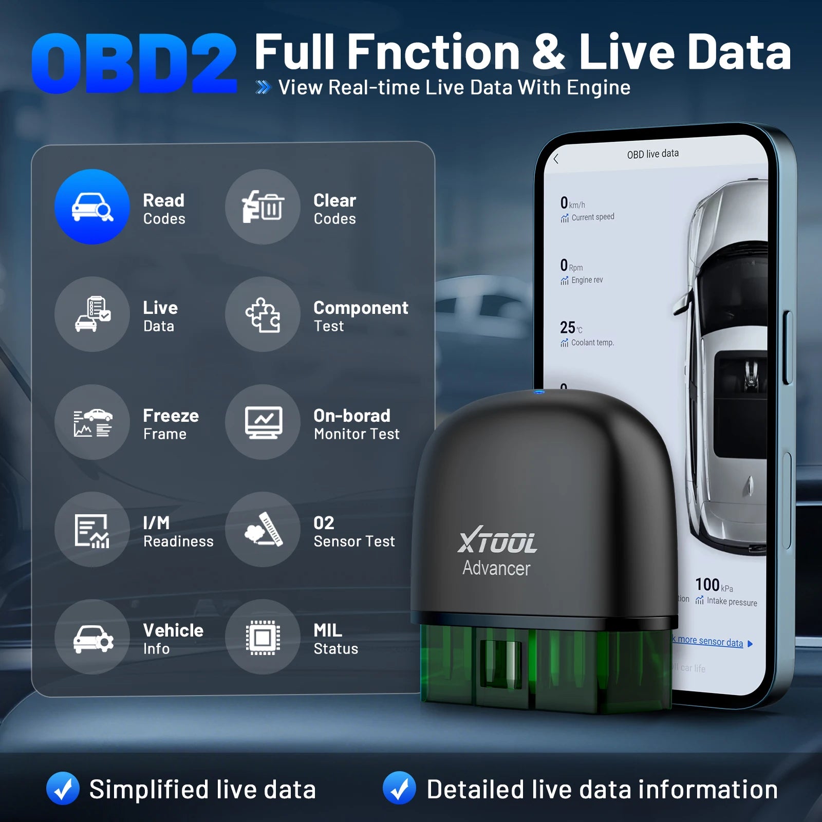 XTOOL AD20 Pro Bluetooth OBD2 Scanner with Oil Reset & Battery Test
