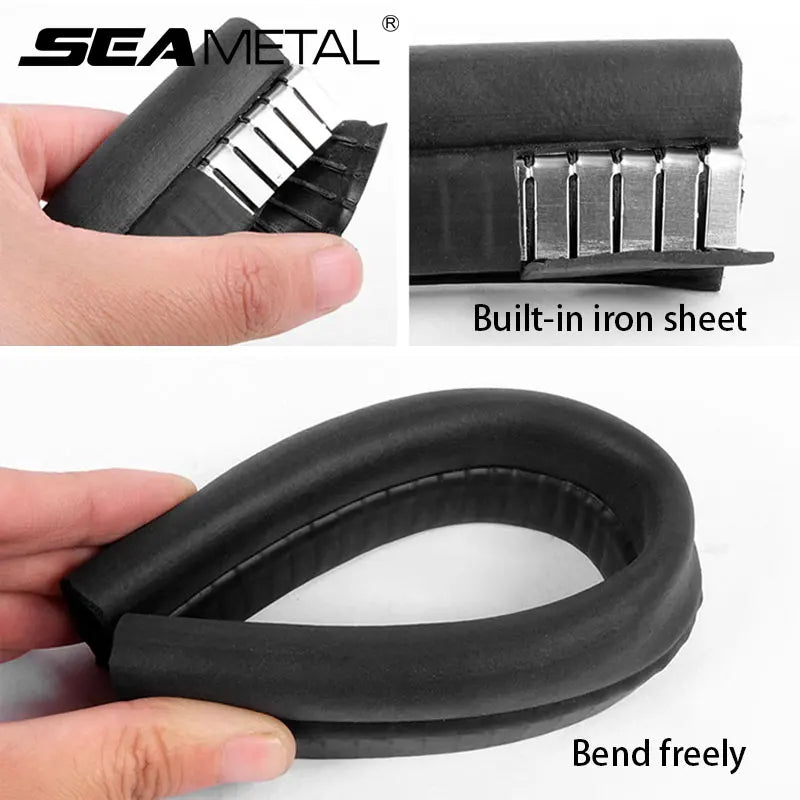 Black metal tool with built-in iron sheet and bendable feature, Sea Metal branding visible.