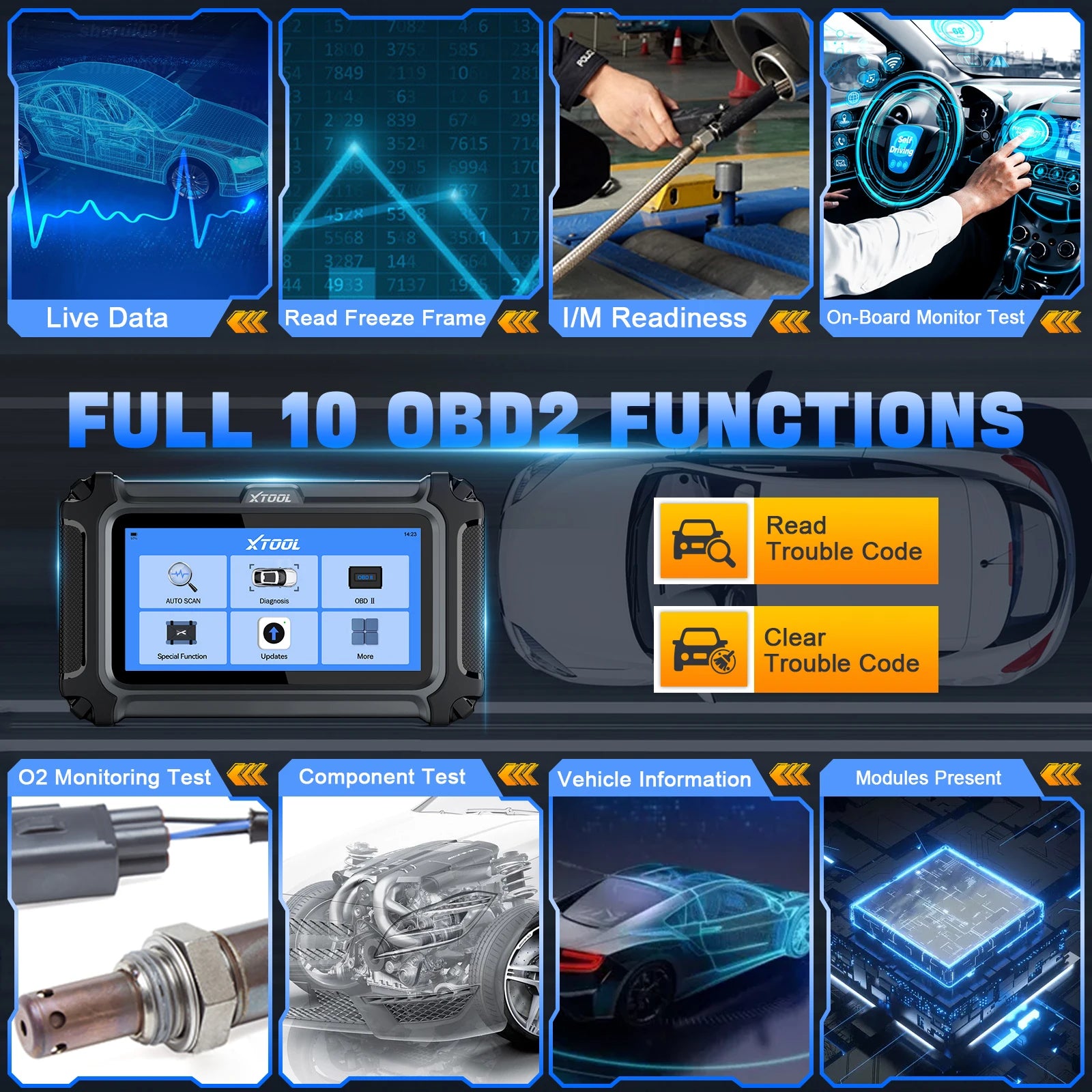 XTOOL D5 OBD2 Diagnostic Scanner with 10 Reset Services & 5-System Diagnostics