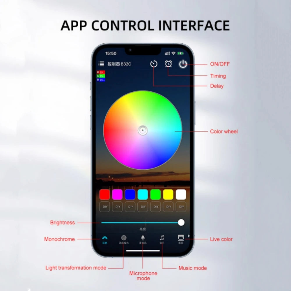 RGB Dynamic Trunk Ambient Light Strip with App Control