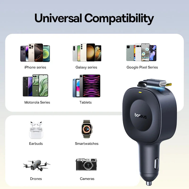 Baseus 30W Retractable USB-C Car Charger