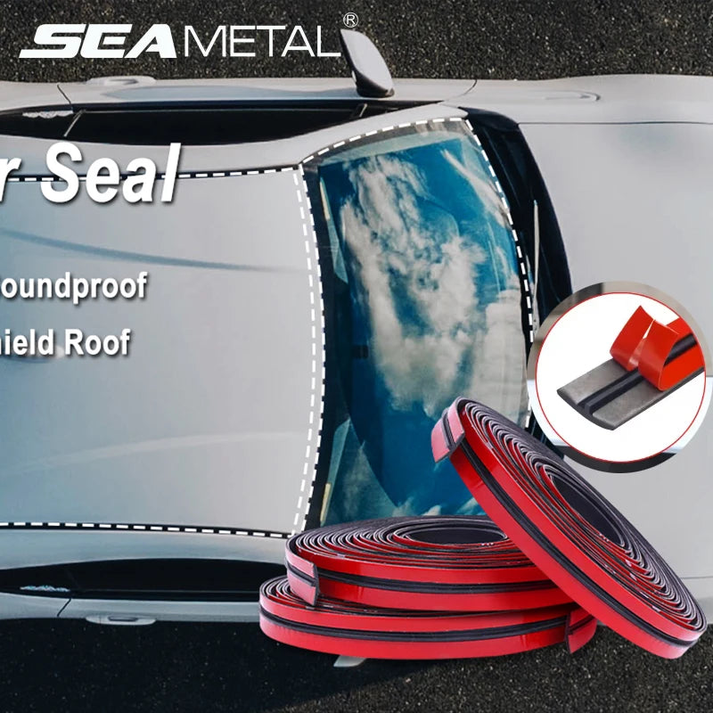 Car soundproof隔热 roof seal with SEA METAL branding and close-up inset.