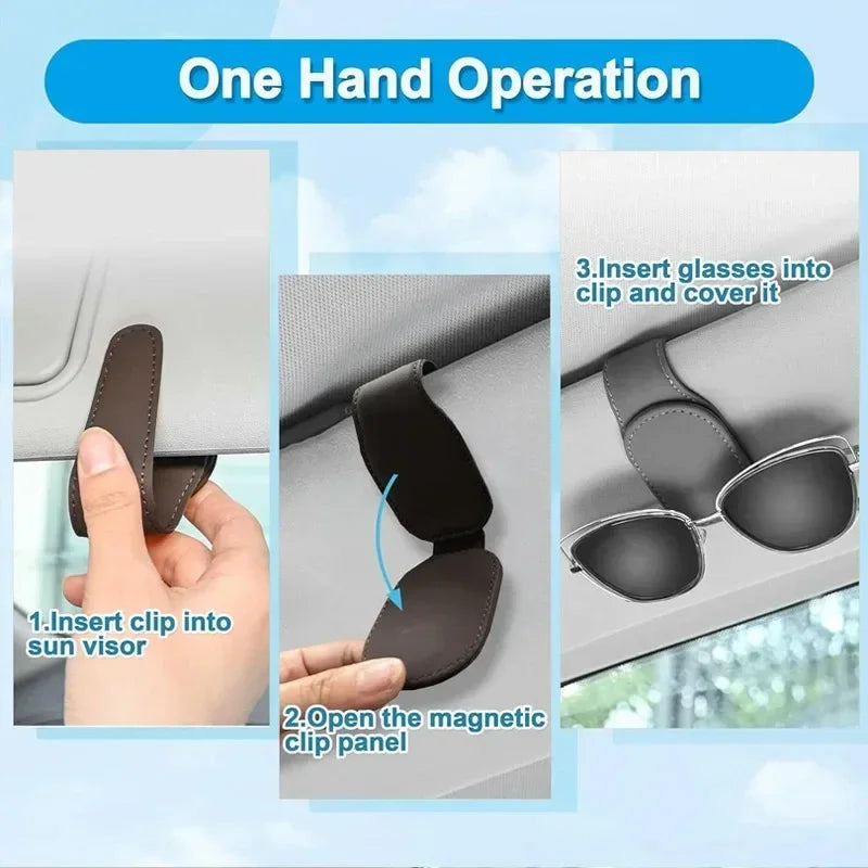Premium Magnetic Sun Visor Sunglasses Holder