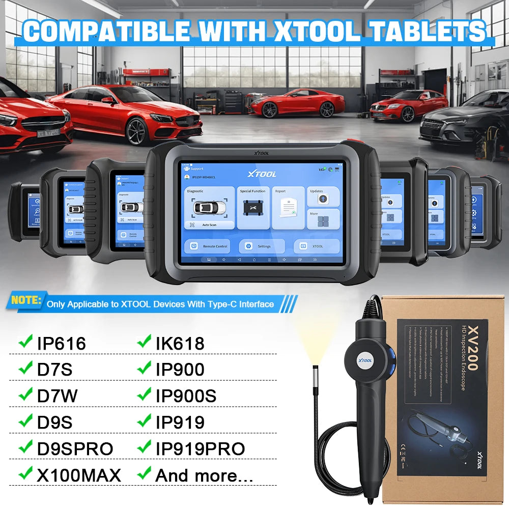 XTOOL XV200 HD Endoscope Camera with 8.5mm Lens & 8 Adjustable LEDs
