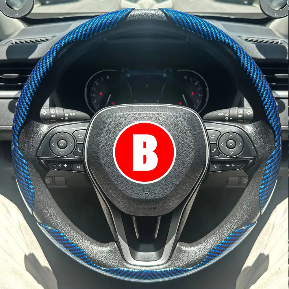 Luxury Carbon Fiber Steering Wheel Grip Cover Set