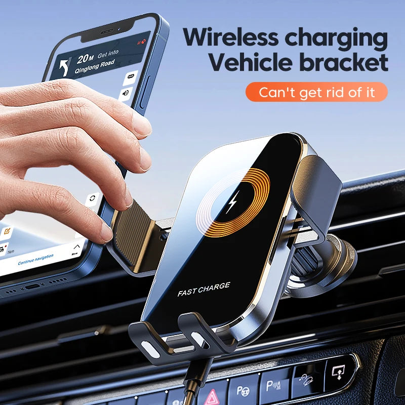 Smart Auto-Clamping Wireless Car Charger Mount – 15W Fast Charging Phone Holder