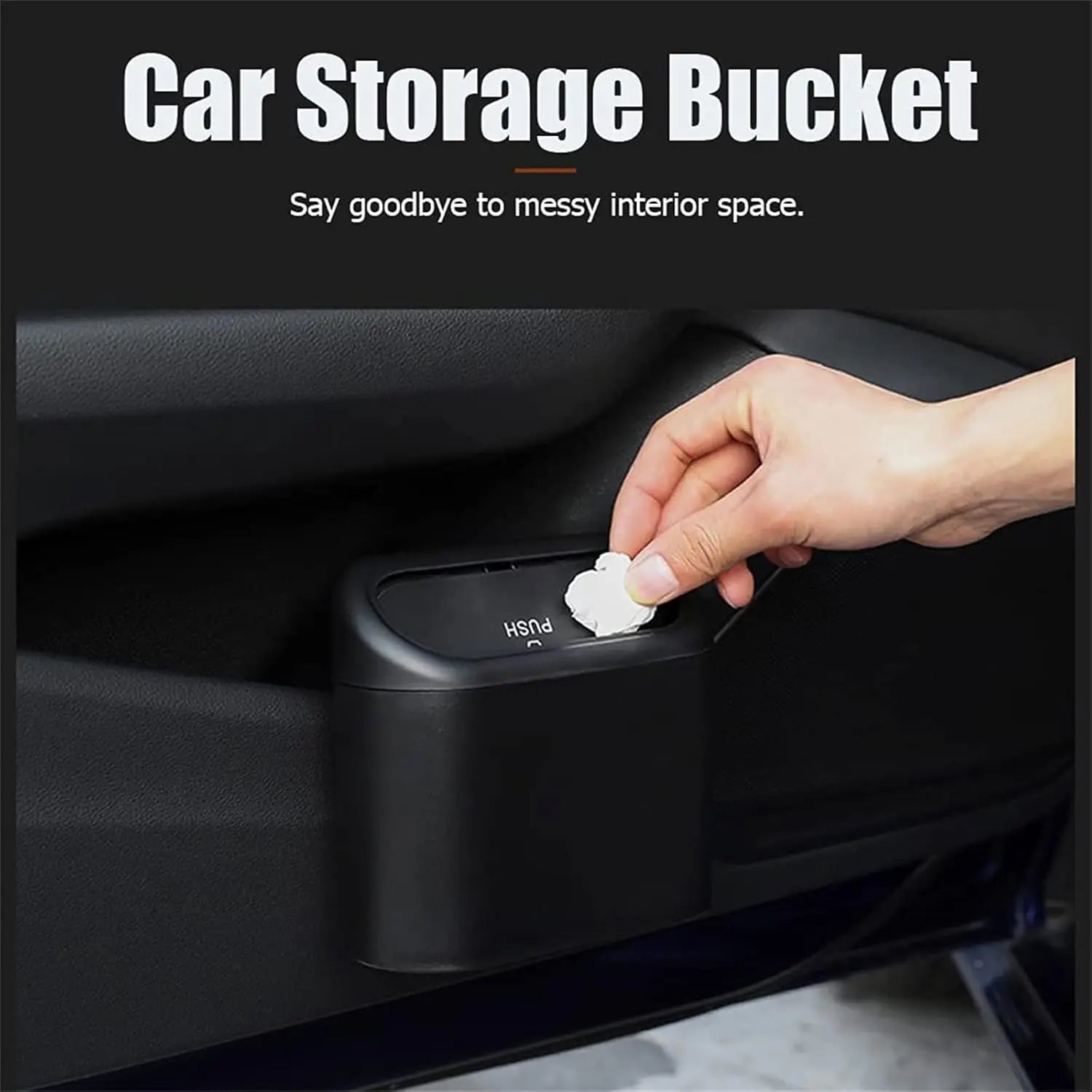 Compact Leakproof Car Trash Bin with Lid