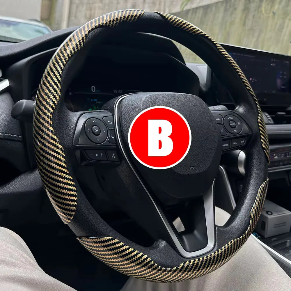 Luxury Carbon Fiber Steering Wheel Grip Cover Set