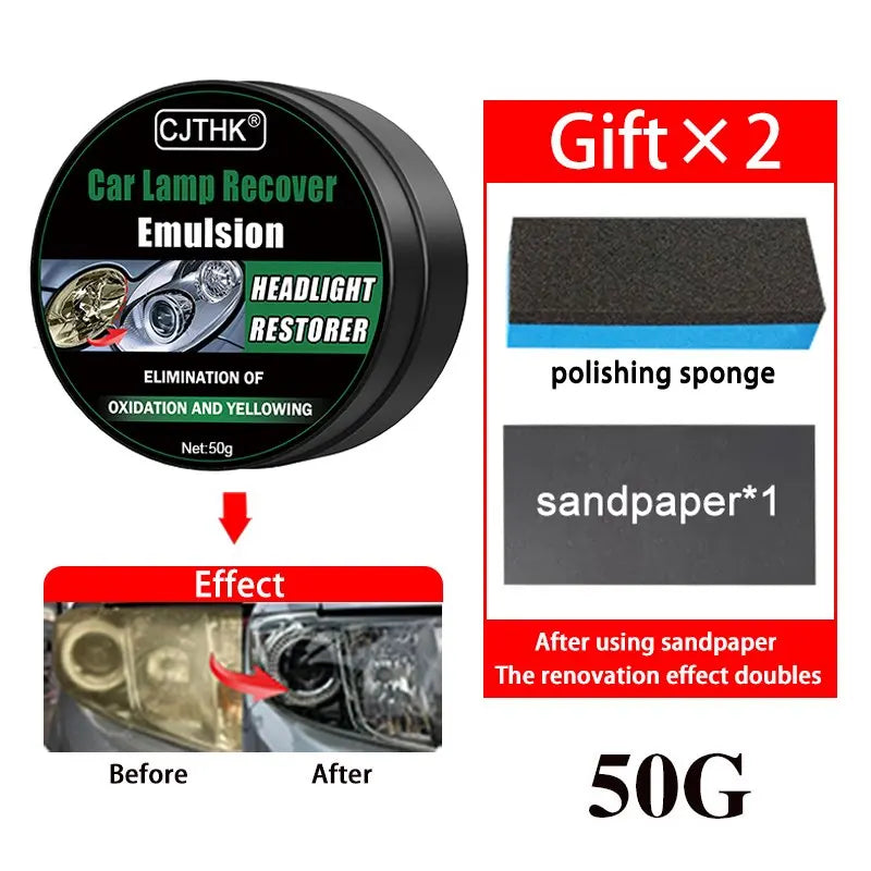 Car Headlight Restoration Kit with Oxidation & Scratch Remover