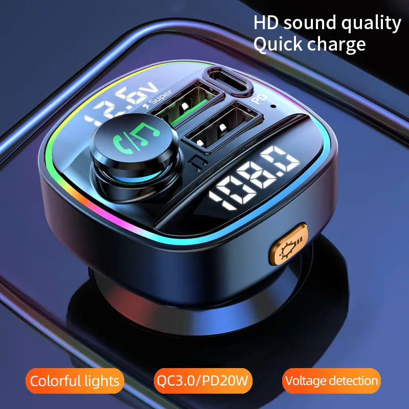 Bluetooth 5.0 FM Transmitter Car Charger with 22.5W Fast Charging
