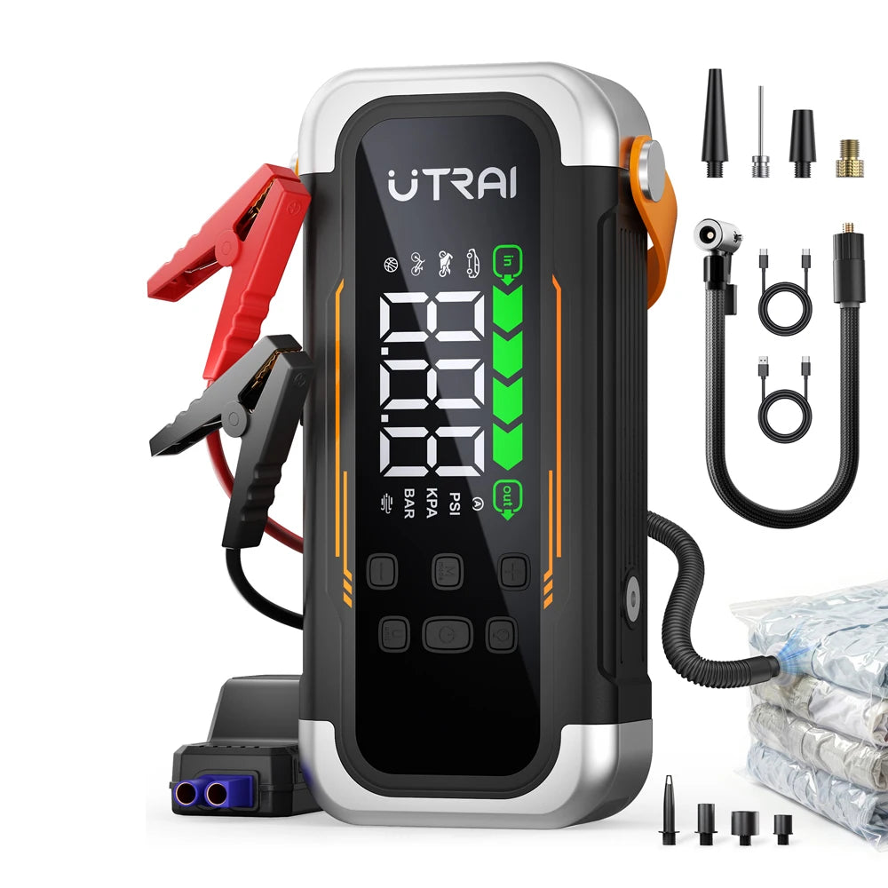 UTr.ai multi-tool device with digital display and various attachments on a white background