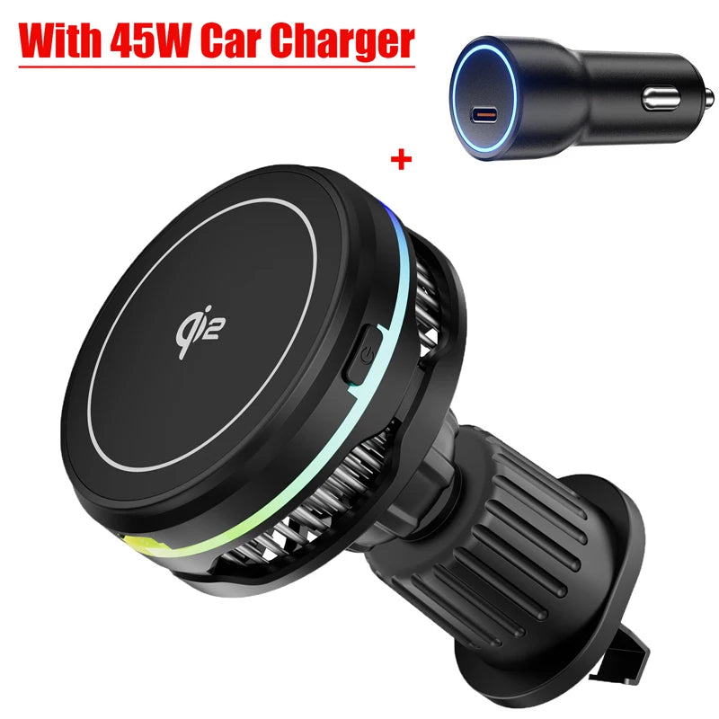 QI2 Magnetic Wireless Car Charger with Cooling Fan
