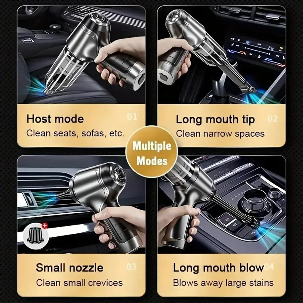 Wireless Handheld Car Vacuum & Air Duster with 2-Speed Cleaning