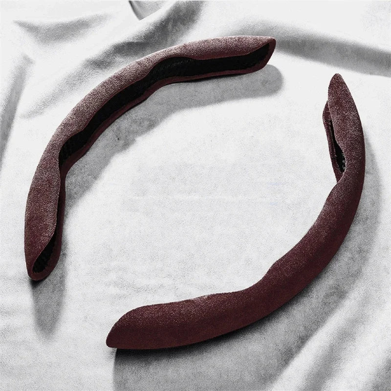 2-Piece Suede Steering Wheel Grip Cover Set