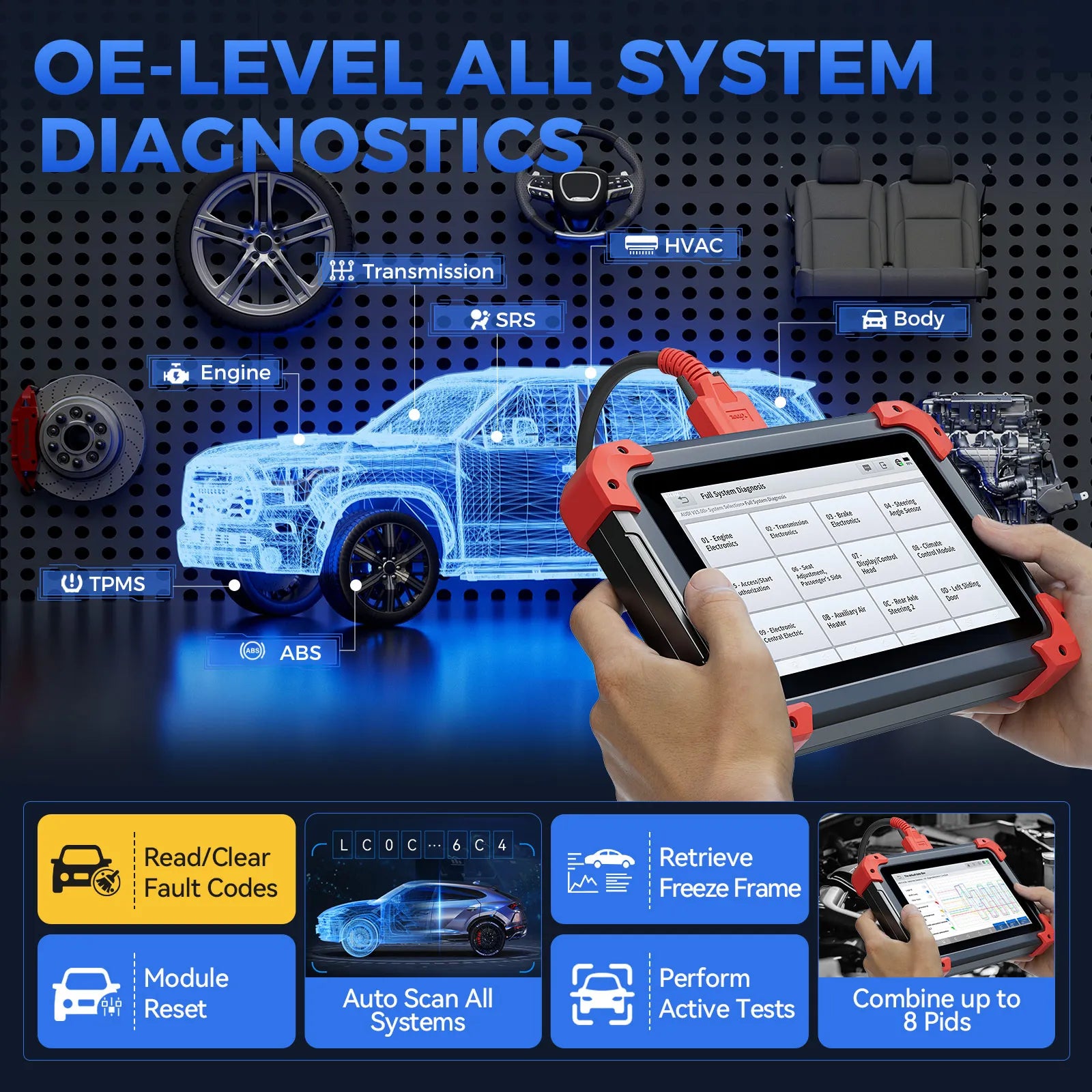 XTOOL D7 Bidirectional OBD2 Scanner with ECU Coding & 39+ Reset Services