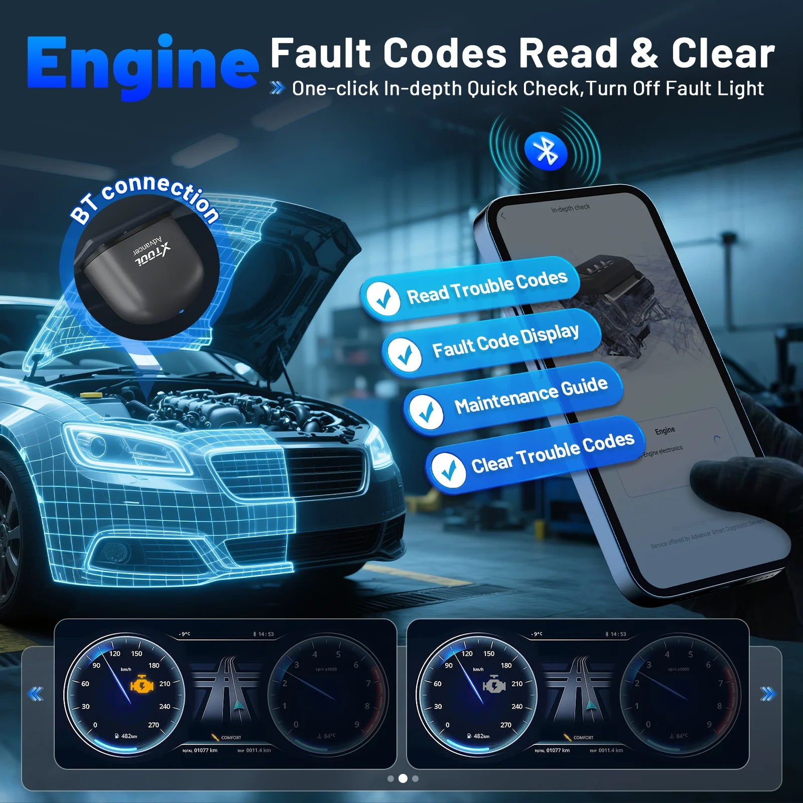 XTOOL AD20 Pro Bluetooth OBD2 Scanner with Oil Reset & Battery Test