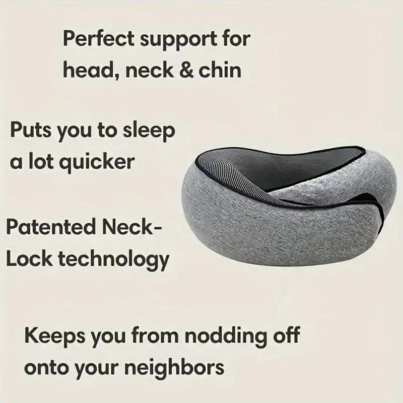 360° Memory Foam Travel Neck Pillow – Adjustable U-Shaped Neck Support for Travel & Sleep