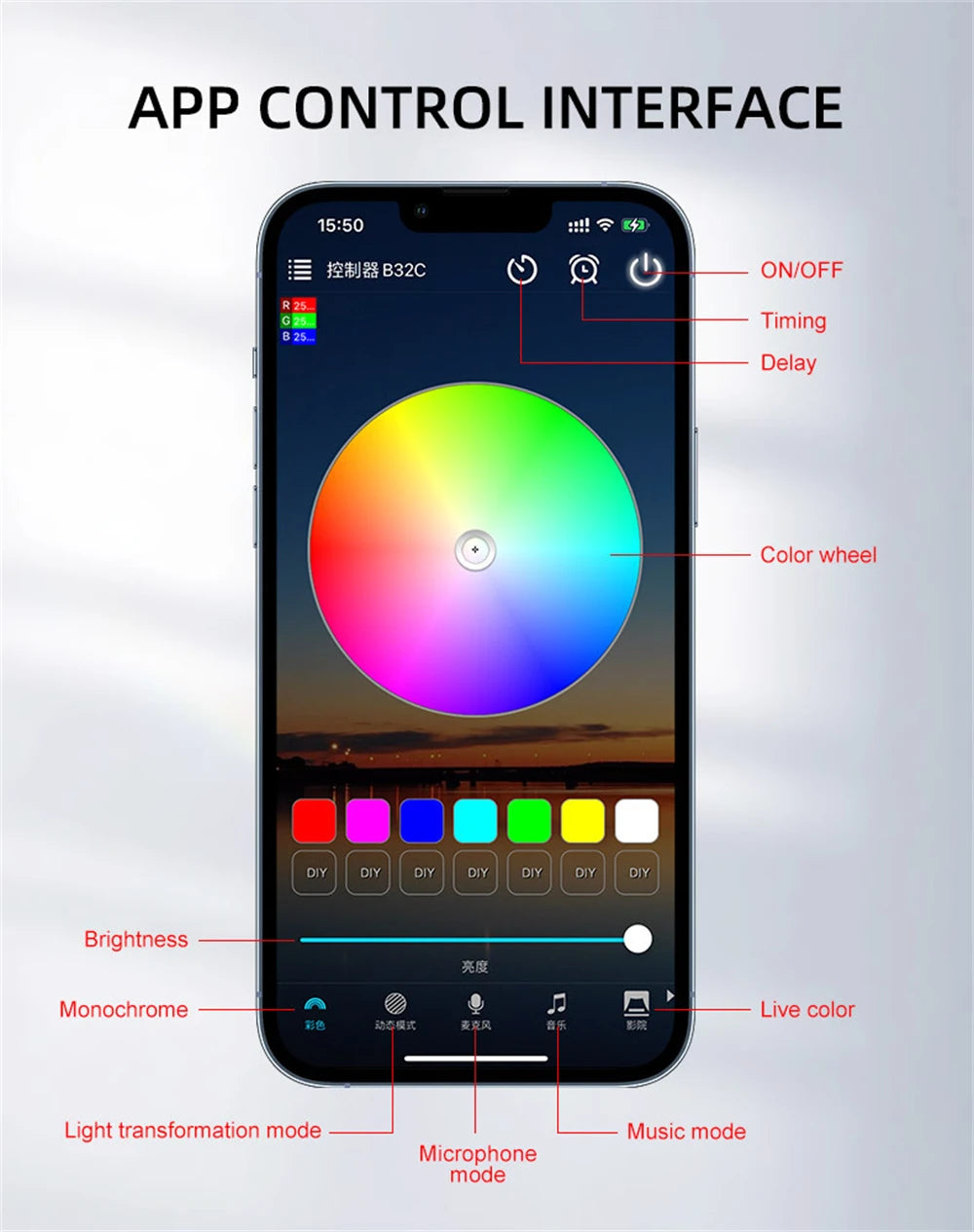 RGB Dynamic Trunk Ambient Light Strip with App Control